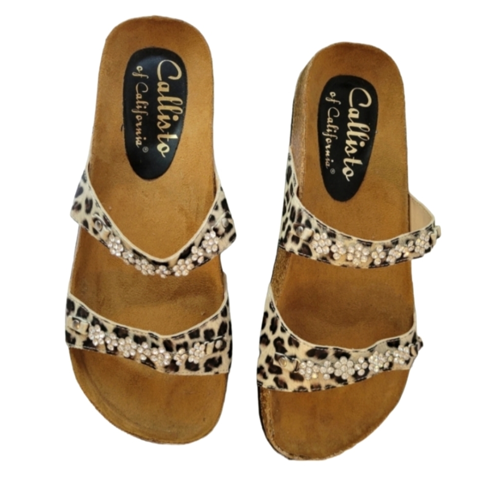 Callisto  Chettah  double stap bling slides sandal